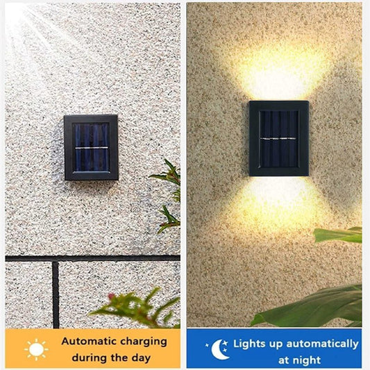 Solar-Wall Small Fence Lights - Up Down LED Porch Light - Outdoor Sconce Lights - Exterior Light Fixture Deck Decor